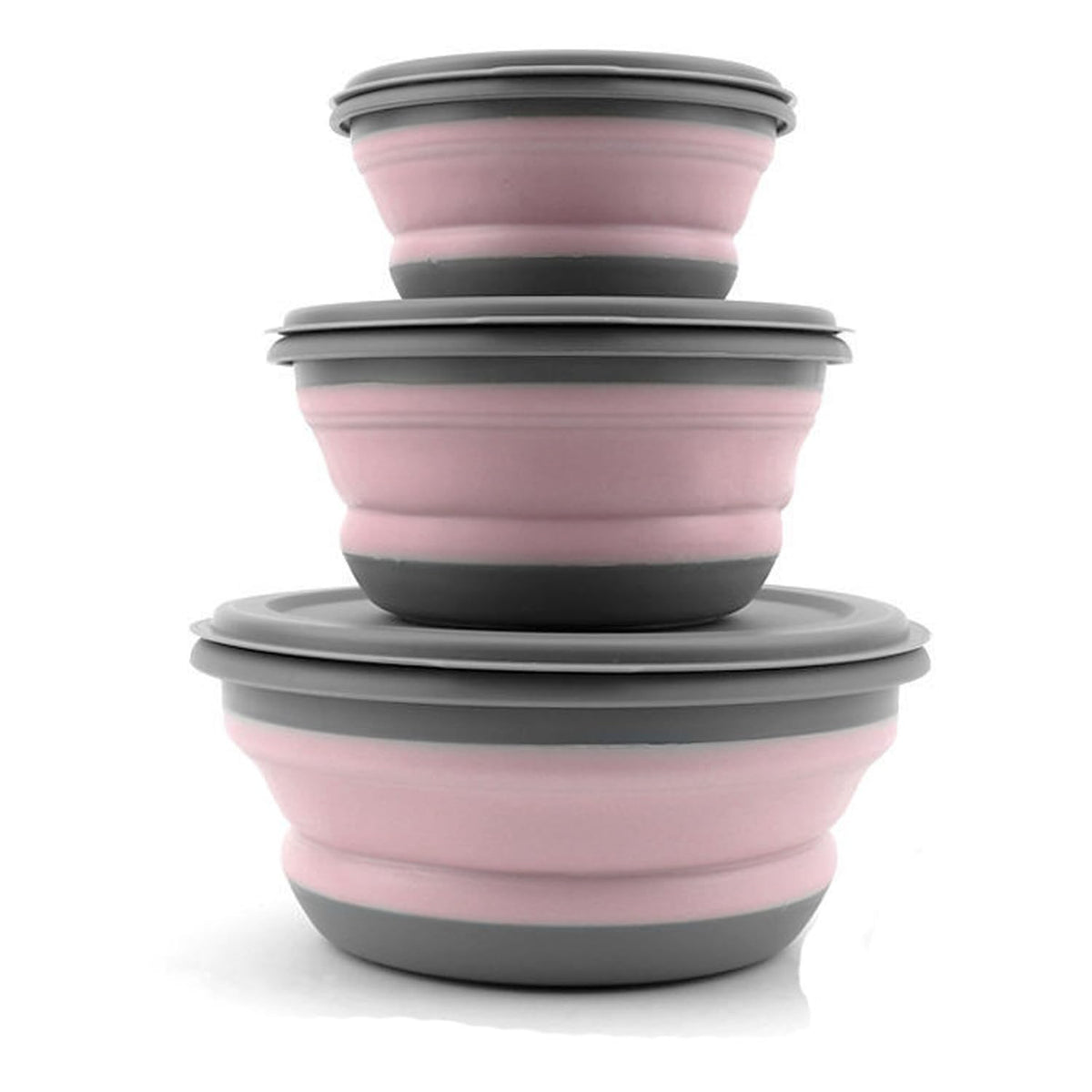 Collapsible Bowls, 3pcs Food Grade Silicone Camping Bowl Salad Bowl with lids, Portable Expandable Lunch Box Food Storage Container for Camping Travel and Picnic,Blue