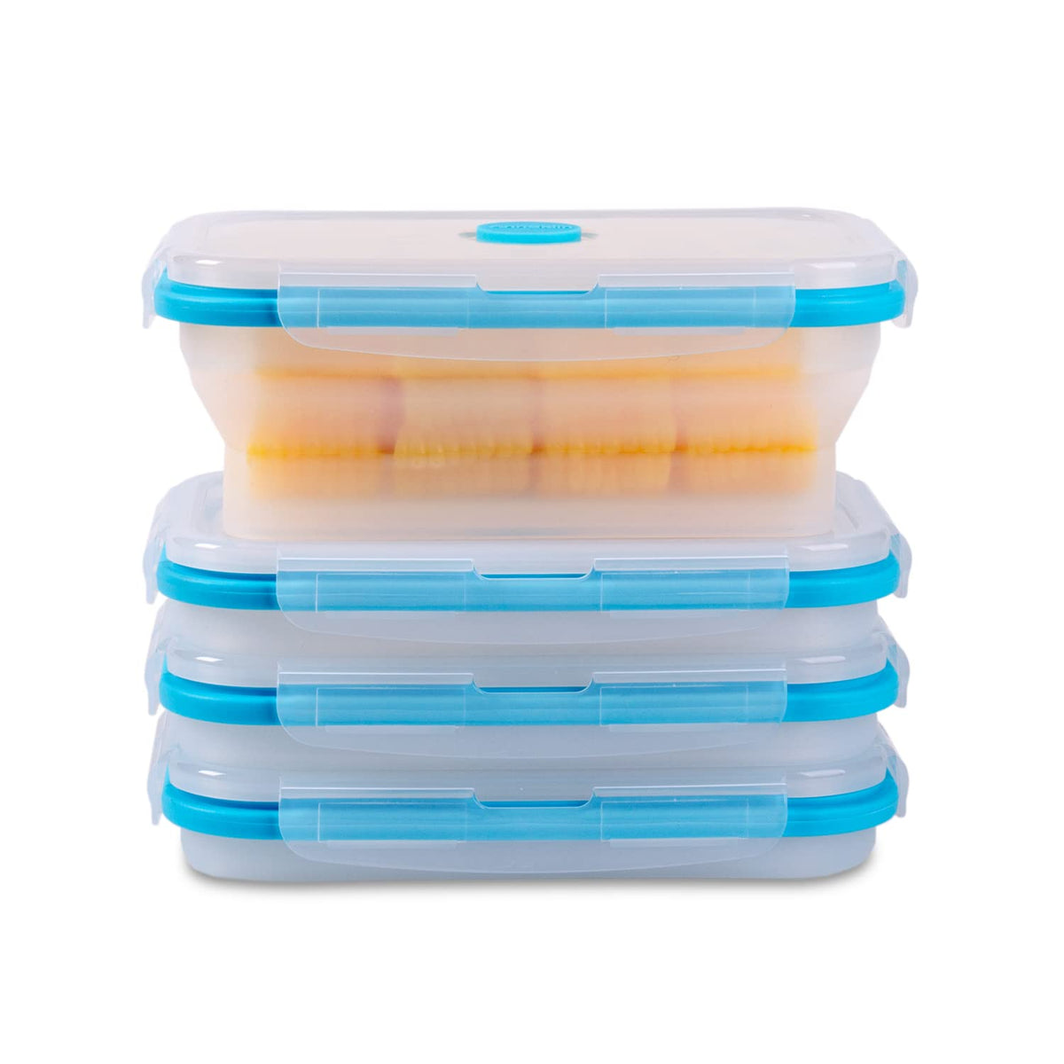 Collapsible Food Storage Containers with Lid & Air Vent, 8 Pack, 4 Rectangular + 4 Round, Annaklin Foldable Silicone Lunch Containers Collapsible Bowls Set, Microwave Freezer Dishwasher Safe, 4 Colors