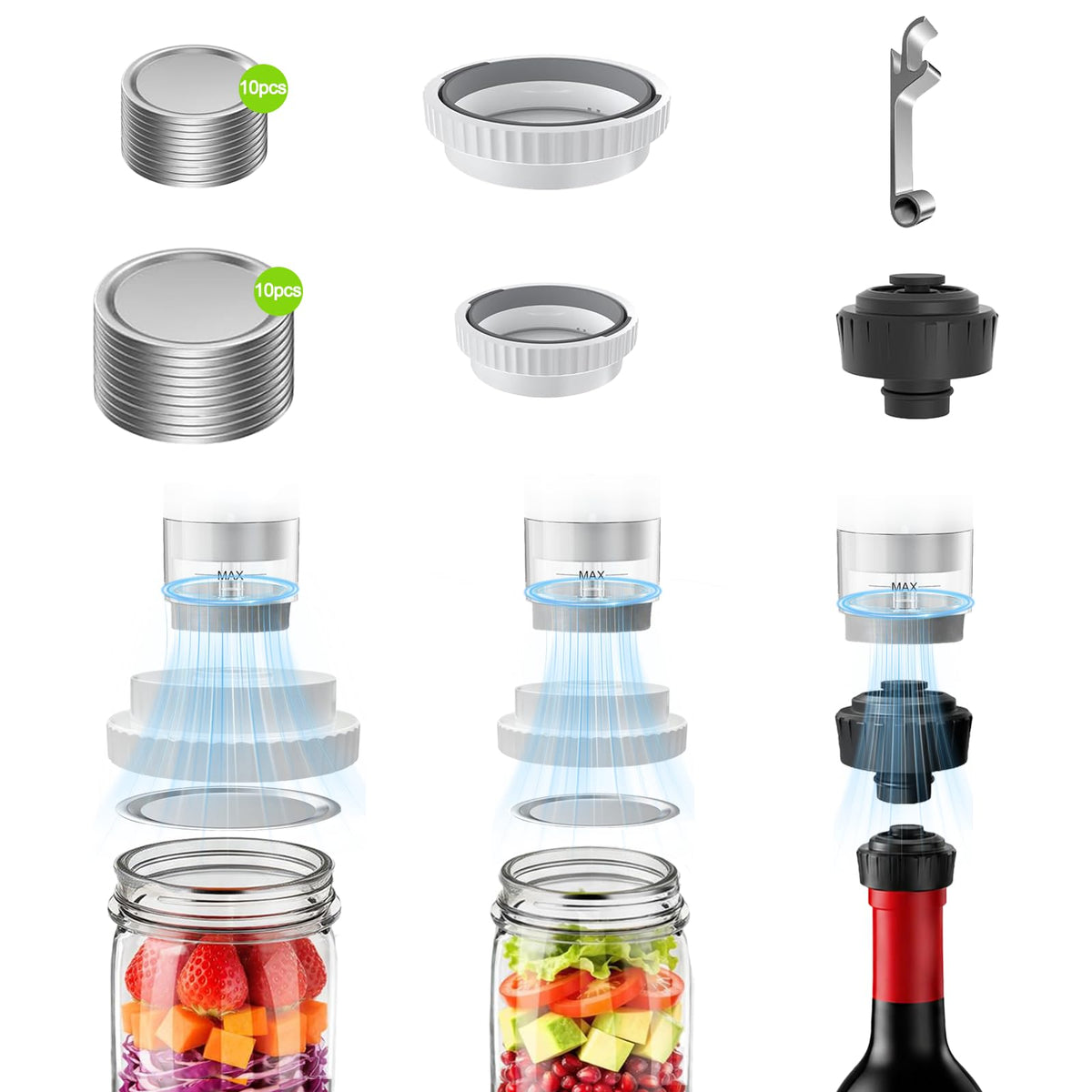 Compact Vacuum Sealer for Food Storage: Portable Handheld Food Sealer, 80kPa Suction, 1800mAh Battery, 30 Reusable Vacuum Bags, Preserve 5X Freshness with Easy Operation