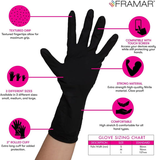 FRAMAR Powder Free Nitrile Gloves Medium, Guantes De Nitrile