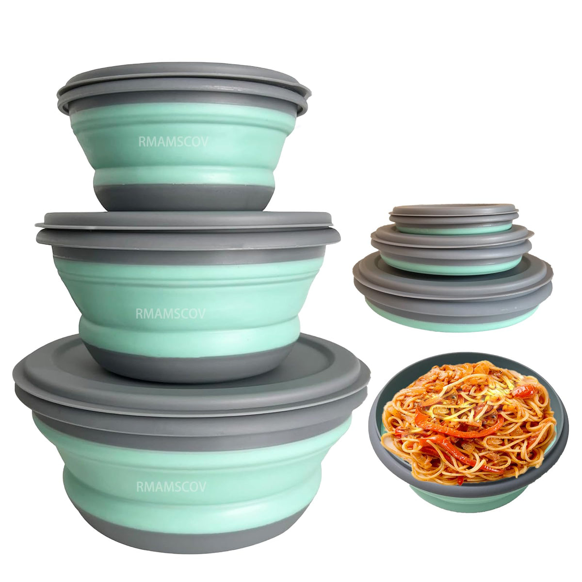Collapsible Camping Bowl with Lid, Foldable Food Container