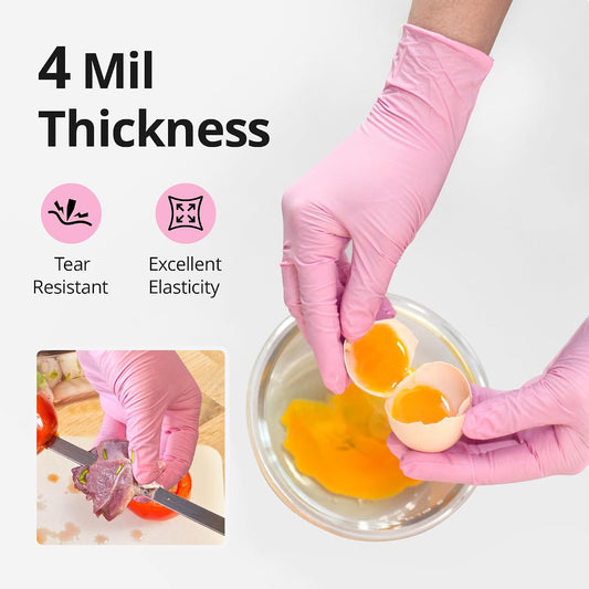 SwiftGrip Nitrile Exam Gloves, 4 Mil, Cherry Blossom, Food Safe Gloves Disposable Latex Free, Powder Free