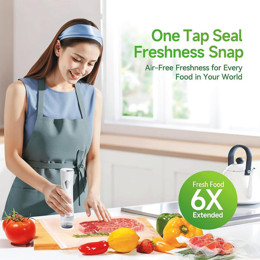 Vacuum Sealer for Food, Premium Handheld Vacuum Sealer + 35 Reusable Vacuum Bags, Powerful Vacuum Food Sealer for Kitchen, Home, BBQ, Travel, Gifts, Seal Food 6X Fresh Longer