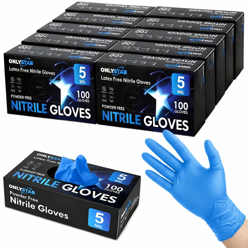 Food Grade 5 Mil Disposable Nitrile Gloves Large, 100Pcs