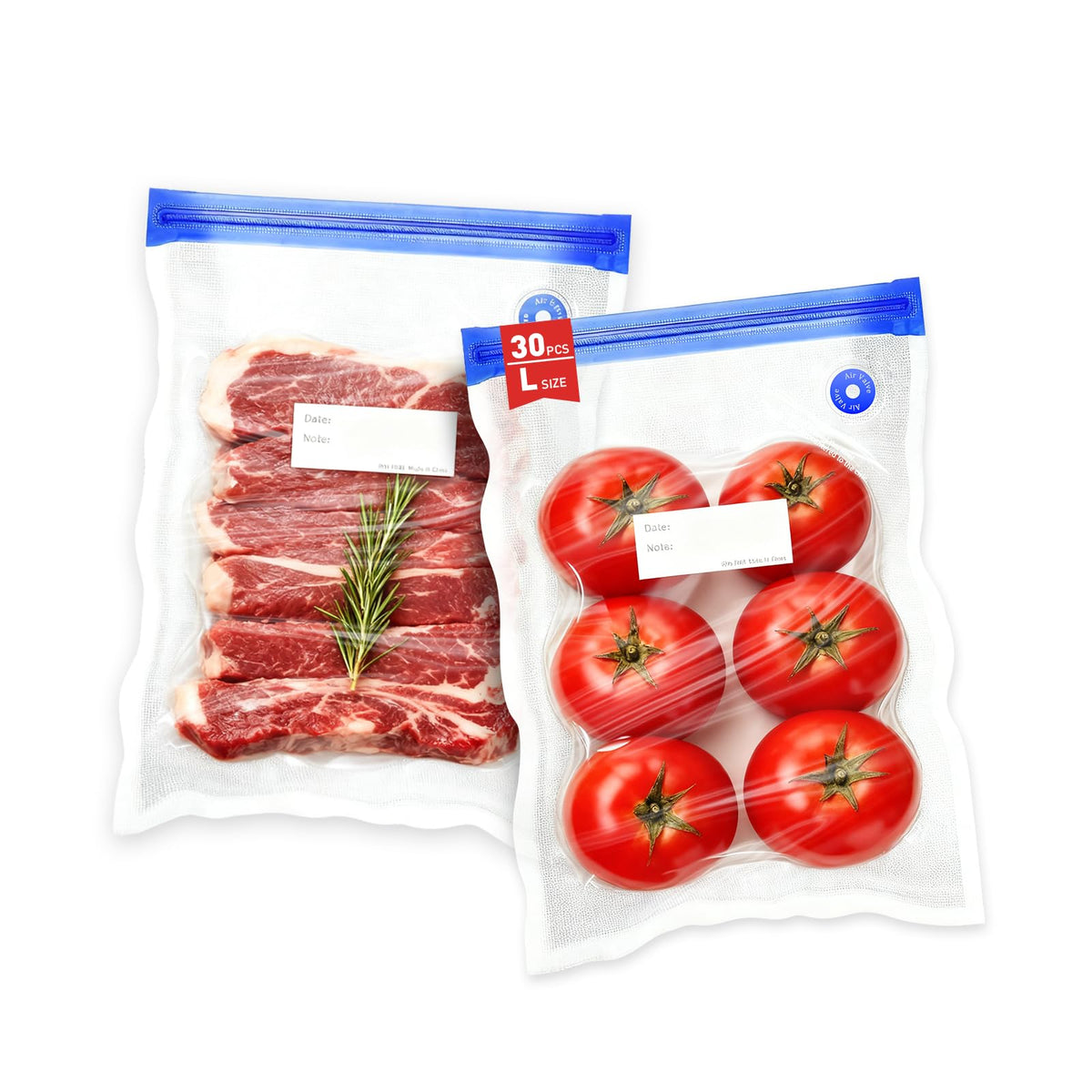 60 Pcs Reusable Vacuum Sealer Bags for Food, 3 Size BPA-Free Vacuum Storage Bags with Sealing Clips & Leak-Proof Design for Sous Vide Cooking, Freezer, Microwave Heating