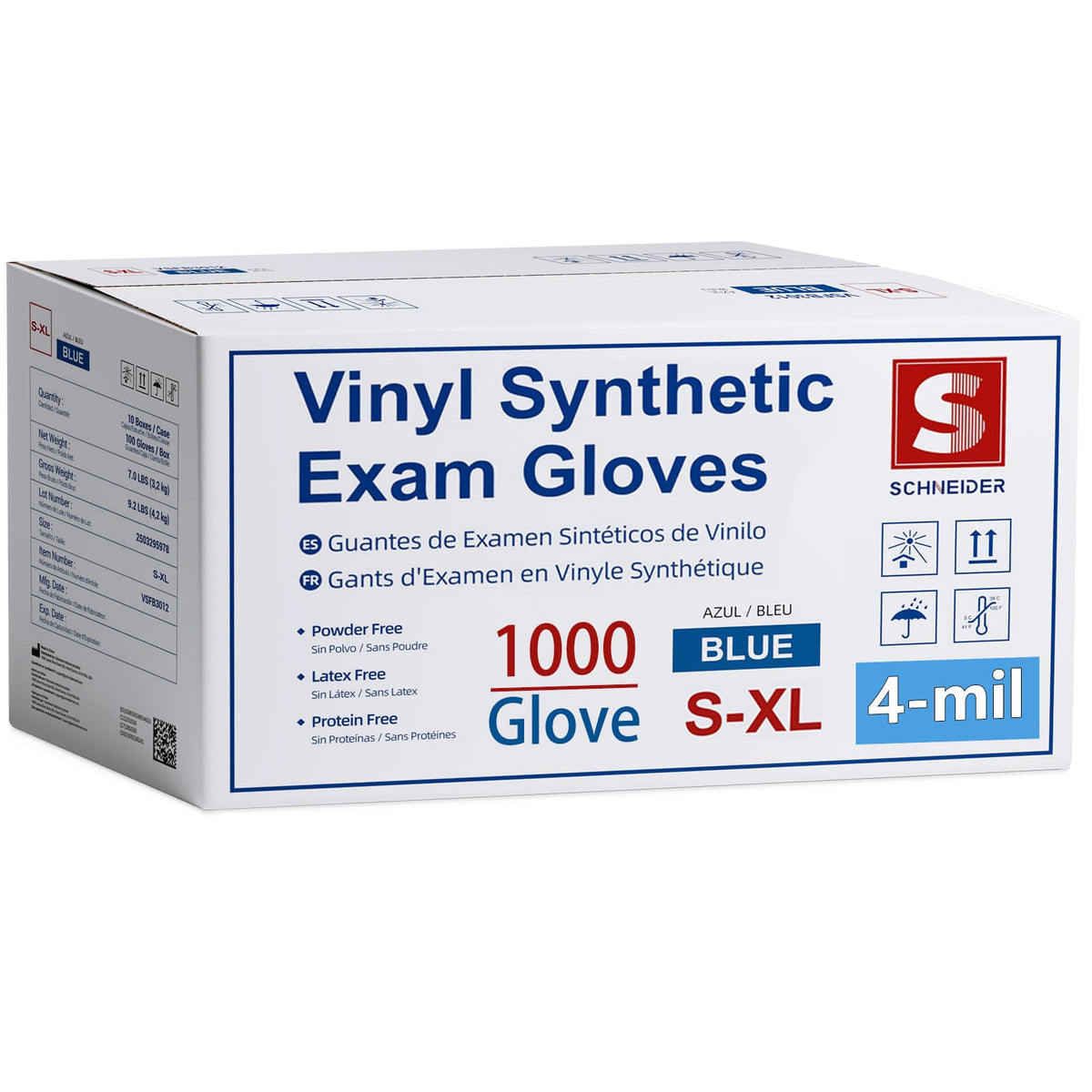 Schneider Medical Nitrile/Vinyl Blend Exam Disposable Gloves Latex Free