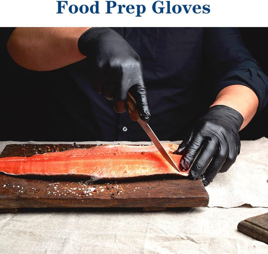 YKANG Black Disposable Nitrile Gloves,Latex Free Food Safe Cooking Gloves