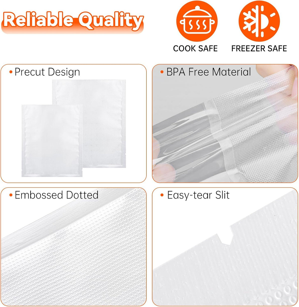 Upright Food Vacuum Sealer Bags Compatible with InstaSeal