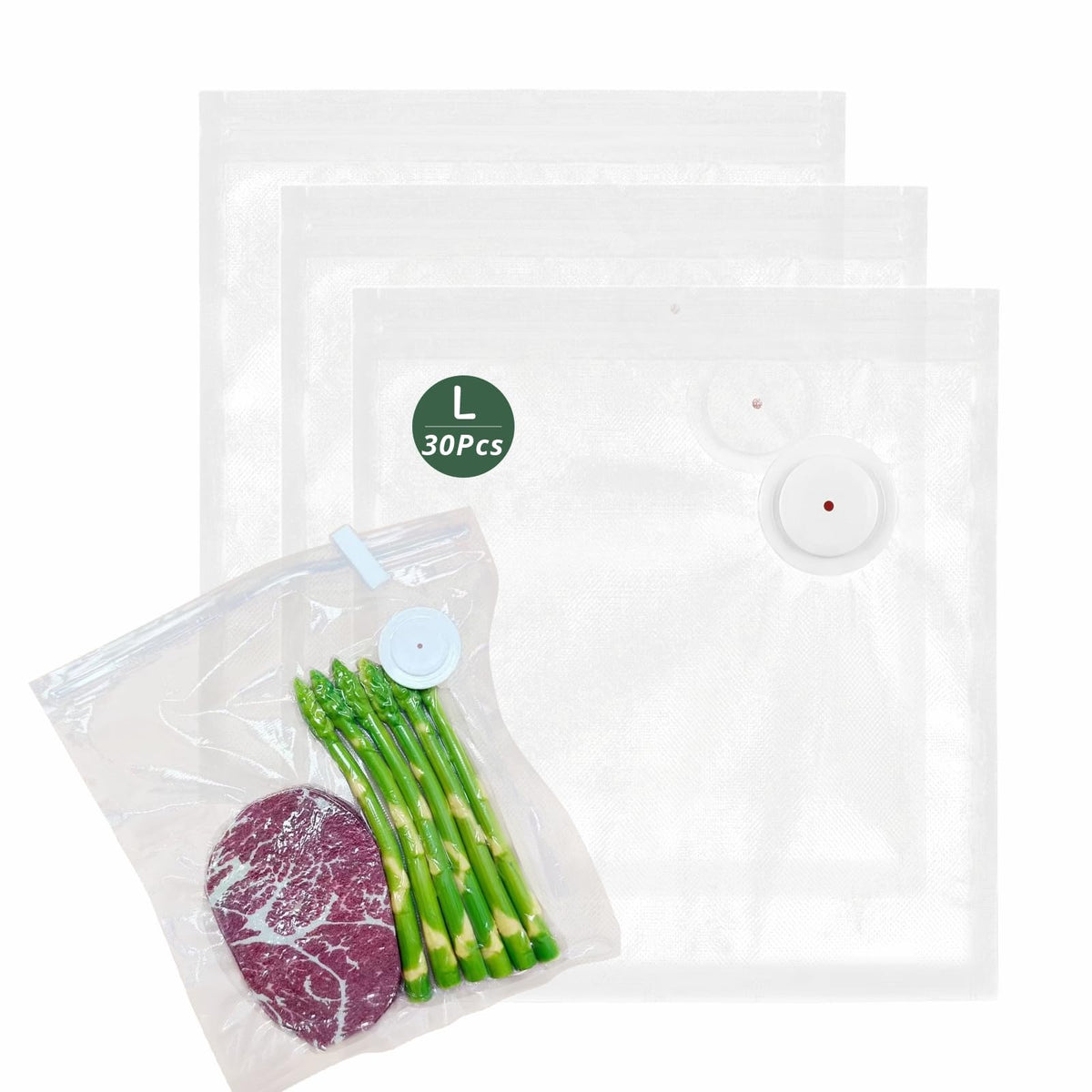 Vacuum Sealer Bags for Food 30 Pcs (8.5 * 8.5in), BPA-Free Sous Vide Bags Reusable for Microwave Heating, Cooking and Freezer Storage, Compatible with Most Handheld Sealers and Vacuum Sealer Machines