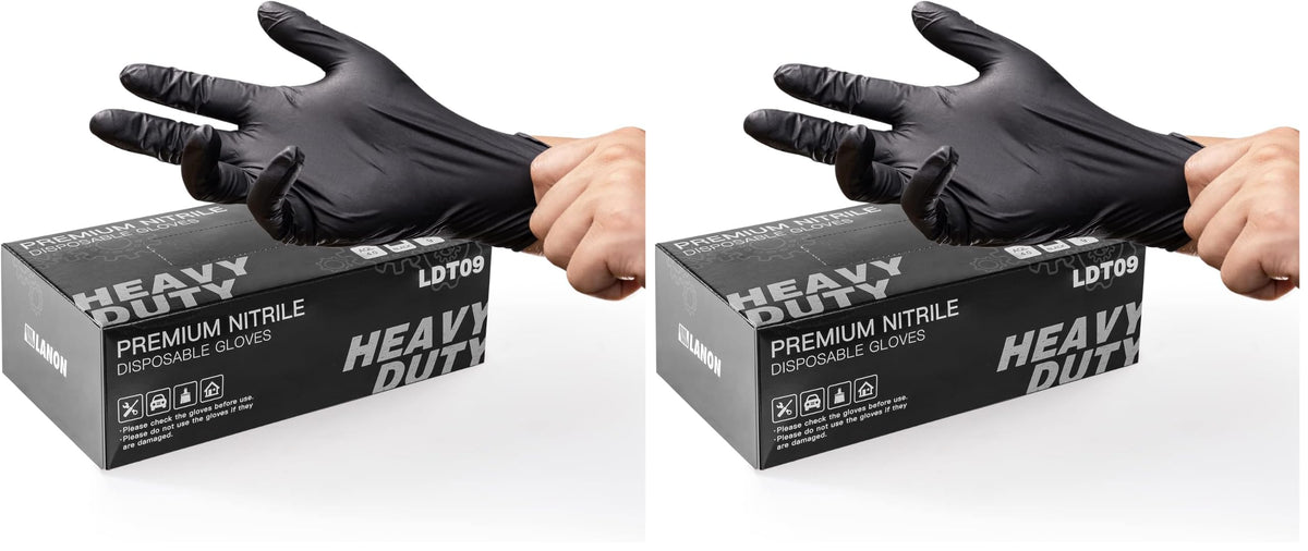 LANON 6 mil Black Nitrile Disposable Gloves,Cooking Gloves,Medium