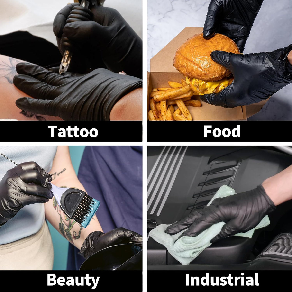 Jointown Vinyl Exam Gloves- 4 mil Safty Glove Latex-Free & Powder-Free, (Case of 1000, Black),S/M/L/XL