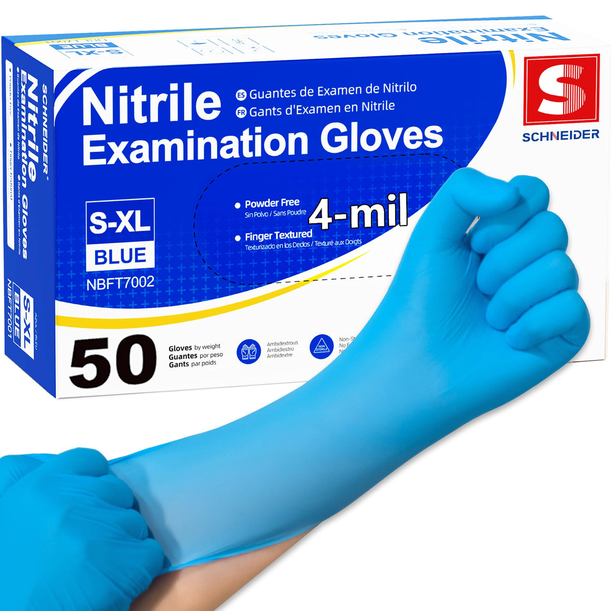 Schneider Nitrile Gloves, Gloves Disposable Latex Free, Powder Free