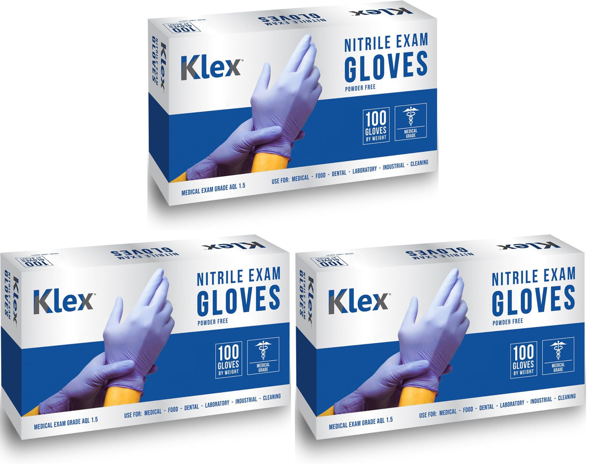 Klex Nitrile Exam Gloves - Medical Grade, Powder Free, Rubber Latex Free, Food Safe, Lavender