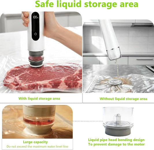 Compact Vacuum Sealer for Food Storage: Portable Handheld Food Sealer, 80kPa Suction, 1800mAh Battery, 30 Reusable Vacuum Bags, Preserve 5X Freshness with Easy Operation