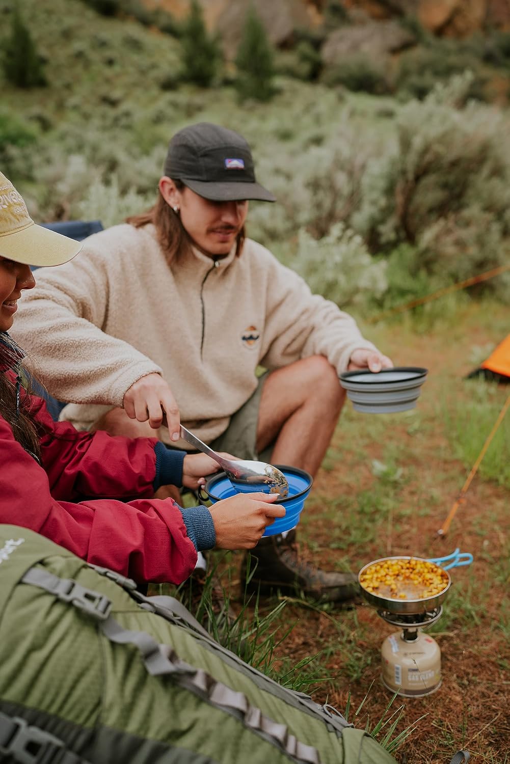 Stansport Collapsible Silicon Travel Bowls - 2 Pack, Grey and Blue, Large