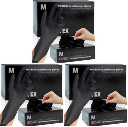 FINITEX Black Nitrile Disposable Gloves 5mil Medical Exam 100PCS,XL
