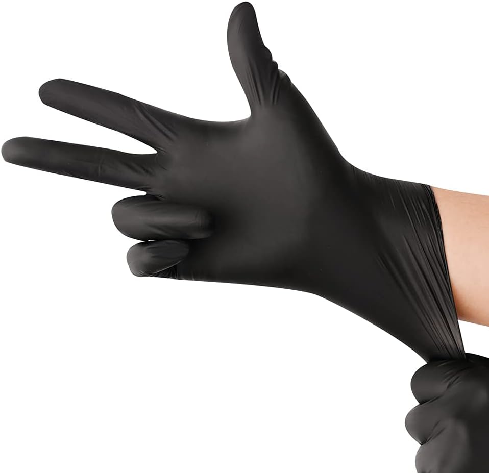 YOTU Black Disposable Nitrile Latex & Powder Free 6-Mil Gloves 100 Count, Textured, Mechanic Wearing, Cleaning, Food Black Large