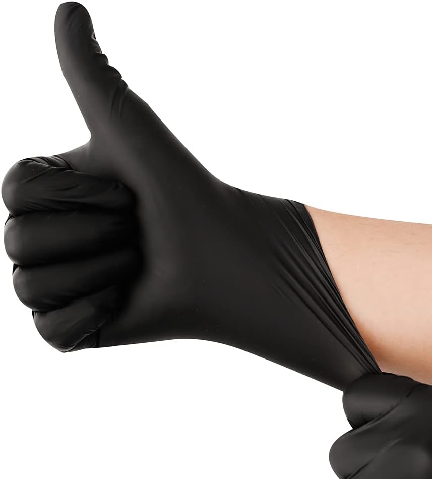 YOTU Black Disposable Nitrile Latex & Powder Free 6-Mil Gloves 100 Count, Textured, Mechanic Wearing, Cleaning, Food Black Large
