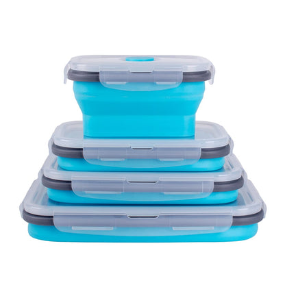 Collapsible Food Storage Containers with Lid & Air Vent, 8 Pack, 4 Rectangular + 4 Round, Annaklin Foldable Silicone Lunch Containers Collapsible Bowls Set, Microwave Freezer Dishwasher Safe, 4 Colors