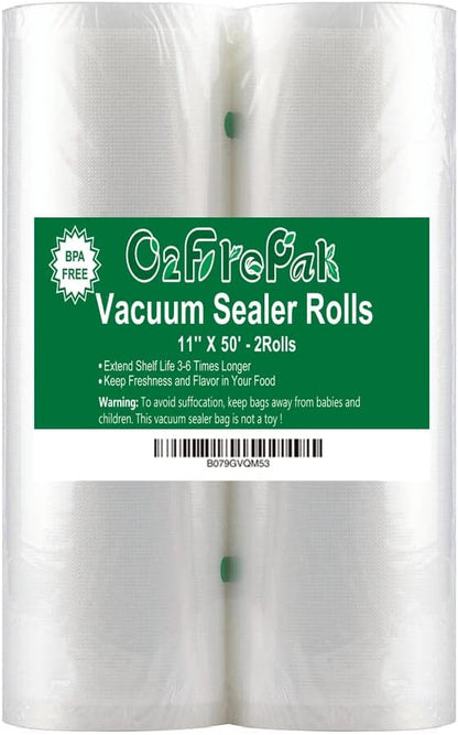 O2frepak 2Pack Vacuum Sealer Bags Rolls 11"x50' for Food Storage