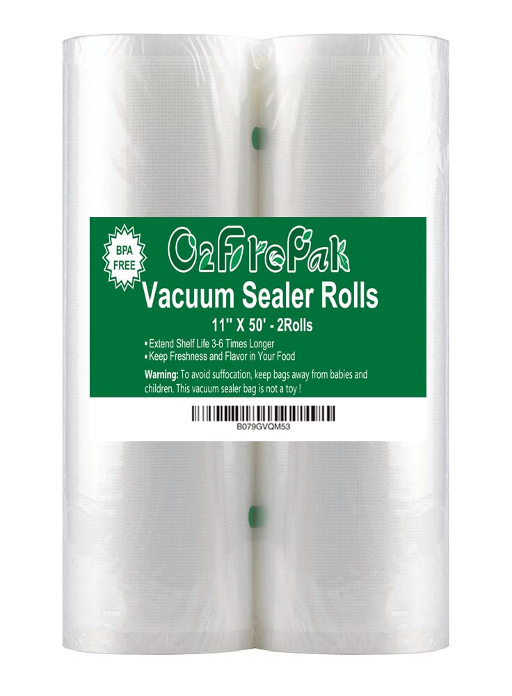 O2frepak 2Pack Vacuum Sealer Bags Rolls 11"x50' for Food Storage