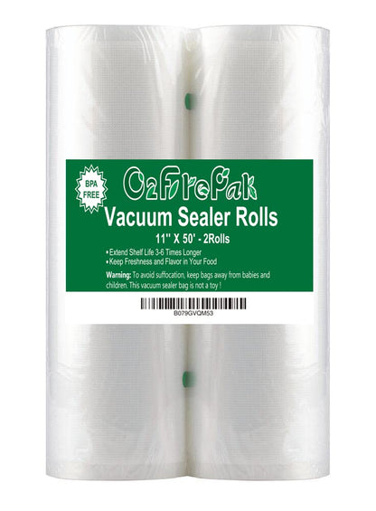 O2frepak 2Pack Vacuum Sealer Bags Rolls 11"x50' for Food Storage