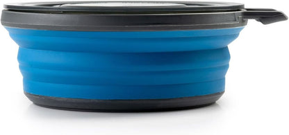 GSI Outdoors 79244 Escape Collapsible Bowl with Lid – 17 fl oz Silicone, Nylon & Polypropylene Camping Bowl with Handle, Packs Flat to 1 Inch for Backpacking, Hiking, Travel & Outdoor Meals, Blue