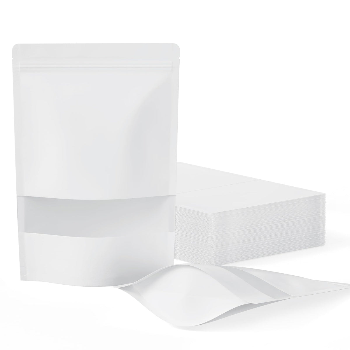 FireKylin 100 Pcs Resealable Bags, Matte Window, Paper, Brown,5.9 x 8.6 in