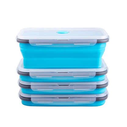 Collapsible Food Storage Containers with Lid & Air Vent, 8 Pack, 4 Rectangular + 4 Round, Annaklin Foldable Silicone Lunch Containers Collapsible Bowls Set, Microwave Freezer Dishwasher Safe, 4 Colors