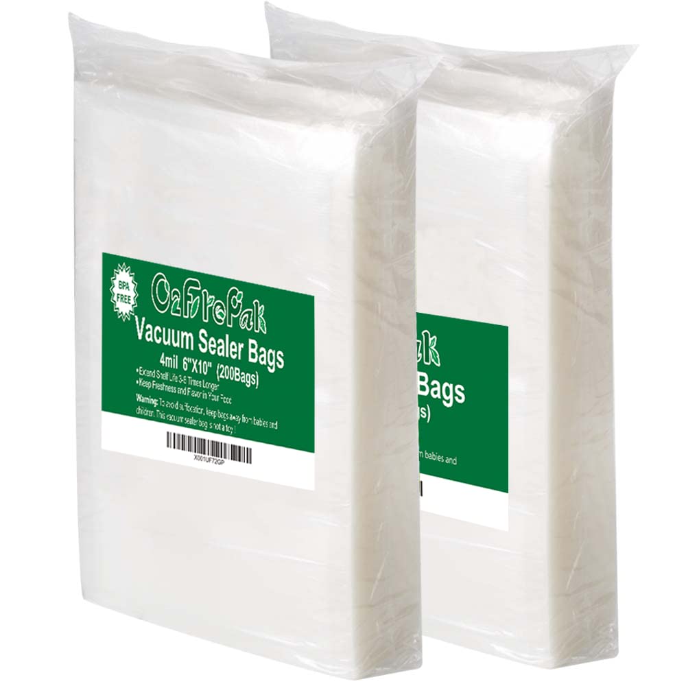 O2frepak Quart 4mil 8"x12" Vacuum Sealer Bags 200ct for Food Storage