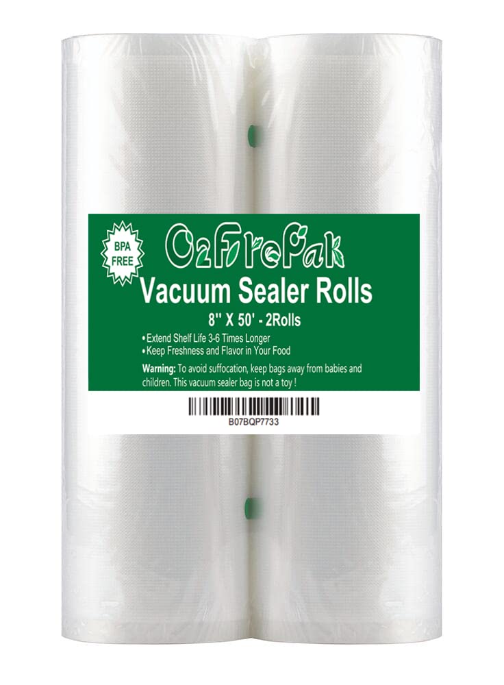 O2frepak 2Pack Vacuum Sealer Bags Rolls 11"x50' for Food Storage