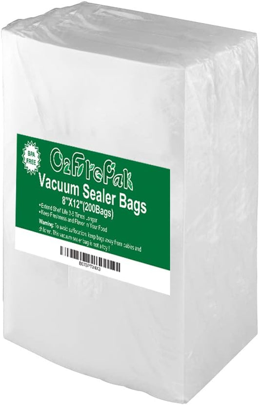 O2frepak Quart 8"x12" Vacuum Sealer Bags 200ct for Food Storage