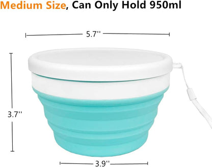 CARTINTS 950ml Collapsible Bowls-Silicone Food Storage Containers-Prep/Storage Bowls with Lids-Silicone Lunch Containers, Ideal for Travel and Camping (Blue)