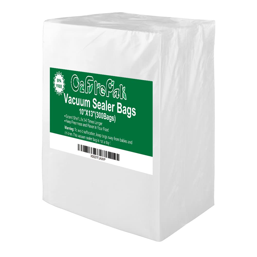 O2frepak Plus Quart 10"x13" Vacuum Sealer Bags 300ct for Food Storage