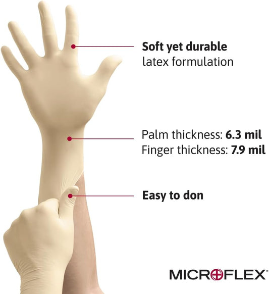 Ansell Microflex Diamond Grip MF-300 Disposable Latex Gloves for Automotive, Healthcare, Machinery Industries