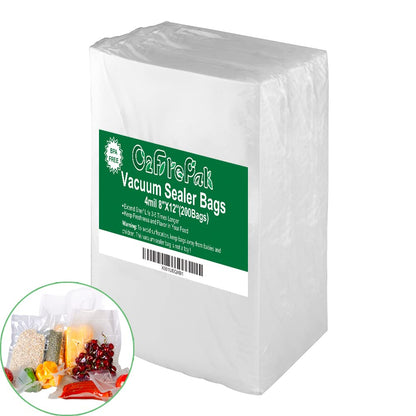 O2frepak Quart 4mil 8"x12" Vacuum Sealer Bags 200ct for Food Storage