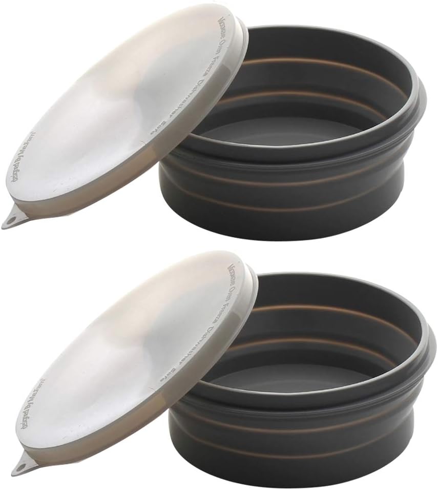 ME.FAN Silicone Collapsible Bowls - Silicone Folding Travel Bowl with Lids - Expandable Food Storage Containers Set - Portable, [27oz]