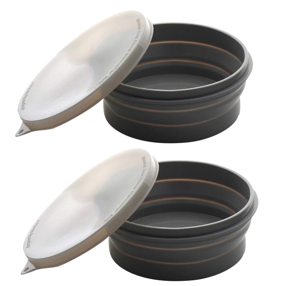 ME.FAN Silicone Collapsible Bowls - Silicone Folding Travel Bowl with Lids - Expandable Food Storage Containers Set - Portable, [27oz]