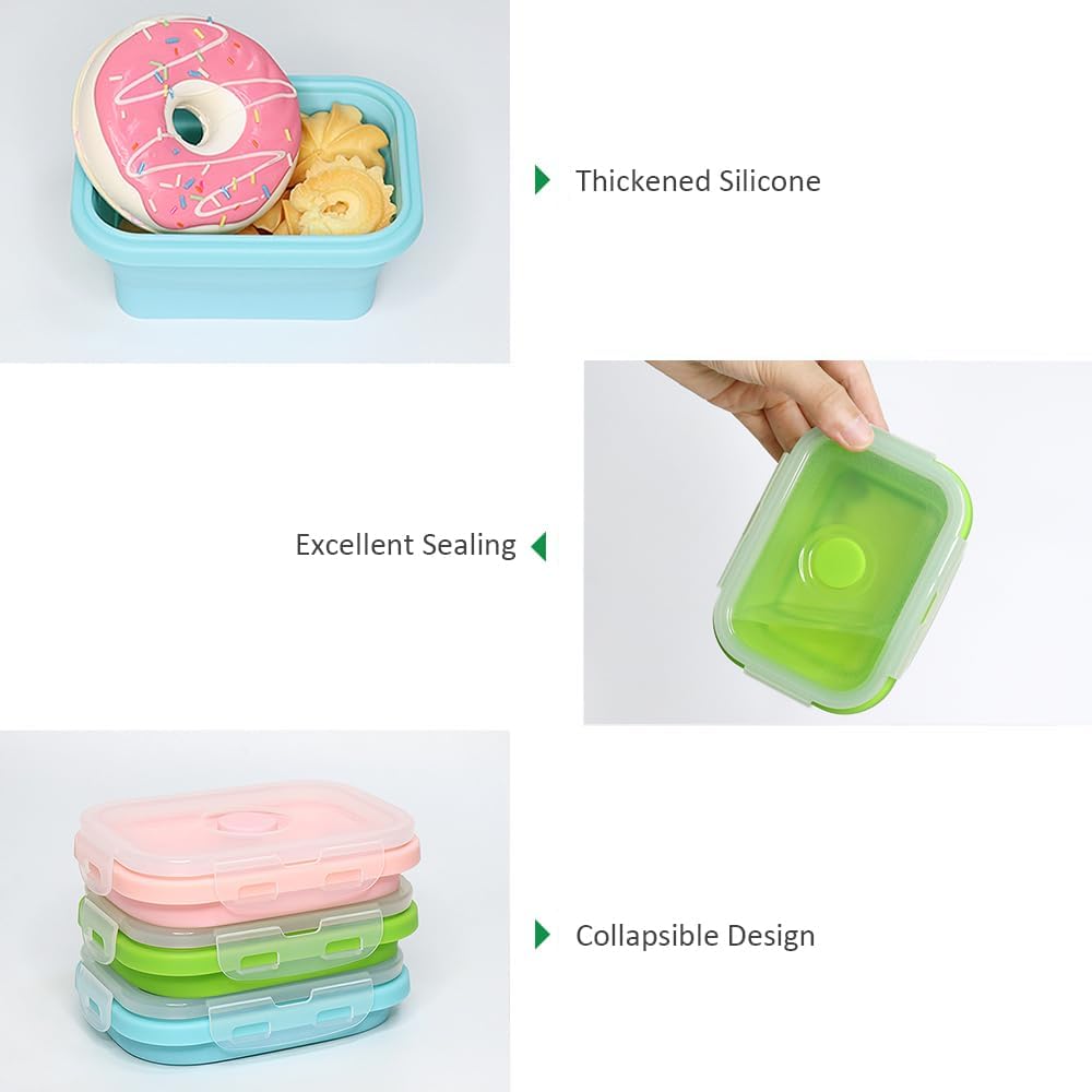 Alimat PluS 11.8oz Silicone Collapsible Travel Food Containers 3 Pack