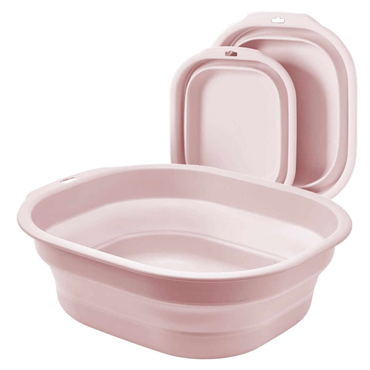 2 Pack Collapsible Wash Basin Set, Foldable Dish Tub, Small Medium Portable Sink for Kitchen, Camping, RV, Baby Bottles, Laundry, Plastic Washbasin -Pink