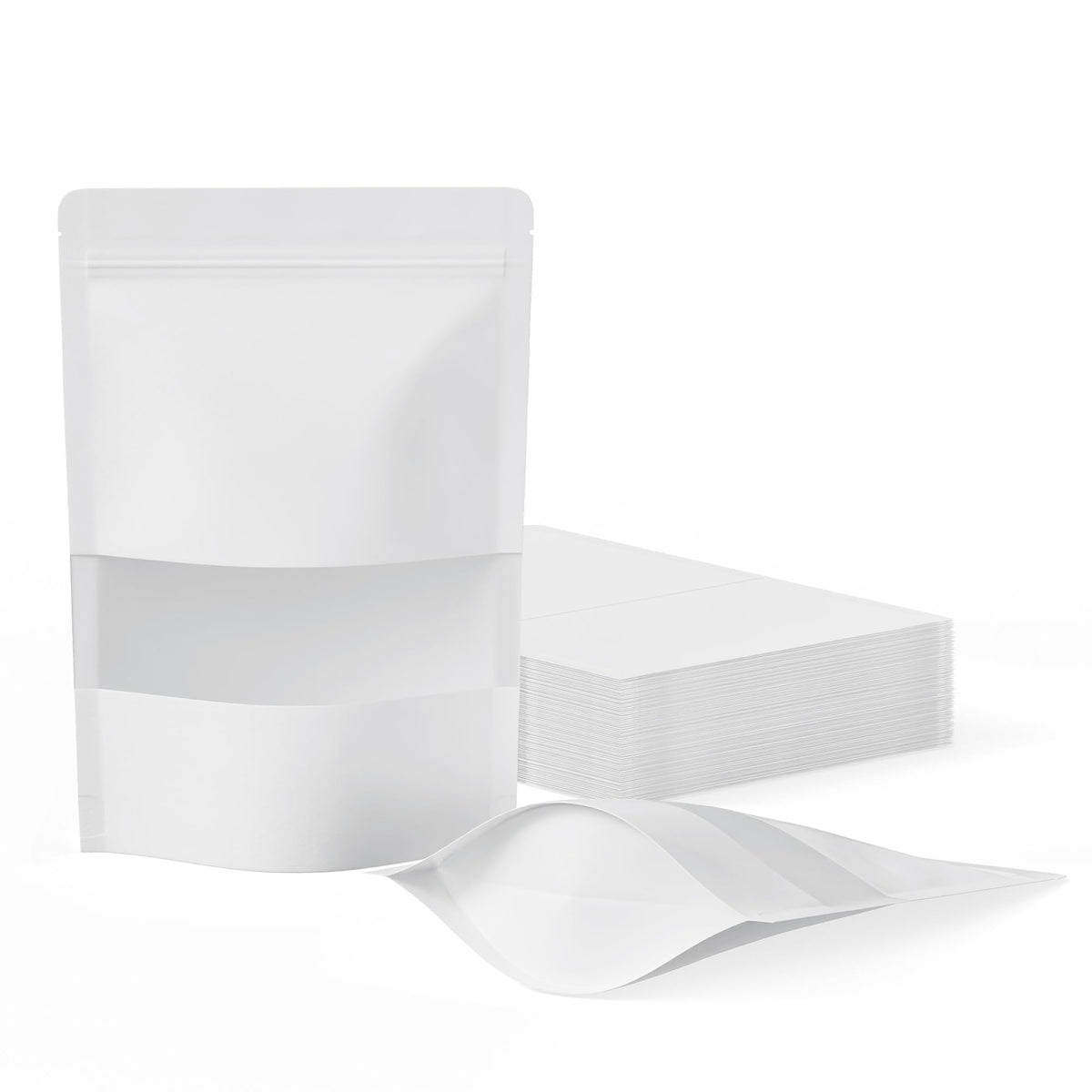 FireKylin 100 Pcs Resealable Bags, Matte Window, Paper, Brown,5.9 x 8.6 in