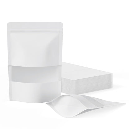 FireKylin 100 Pcs Resealable Bags, Matte Window, Paper, Brown,5.9 x 8.6 in