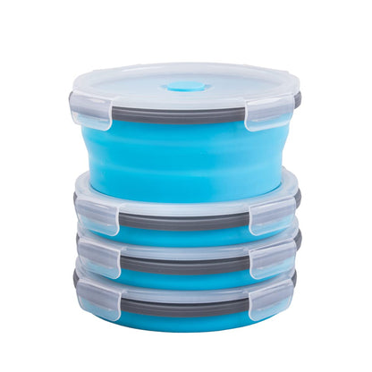 Collapsible Food Storage Containers with Lid & Air Vent, 8 Pack, 4 Rectangular + 4 Round, Annaklin Foldable Silicone Lunch Containers Collapsible Bowls Set, Microwave Freezer Dishwasher Safe, 4 Colors