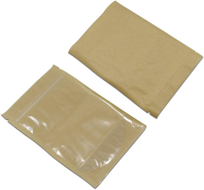 PABCK Clear Front Stand Up Kraft Paper Bags Resealable 4.7x7.9inch 50 Pcs