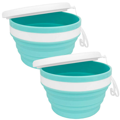 CARTINTS 950ml Collapsible Bowls-Silicone Food Storage Containers-Prep/Storage Bowls with Lids-Silicone Lunch Containers, Ideal for Travel and Camping (Blue)