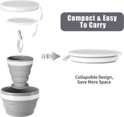 Odoland Camping Collapsible Silicone Cup and Bowl Set, Portable Mess Kit