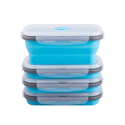Collapsible Food Storage Containers with Lid & Air Vent, 8 Pack, 4 Rectangular + 4 Round, Annaklin Foldable Silicone Lunch Containers Collapsible Bowls Set, Microwave Freezer Dishwasher Safe, 4 Colors