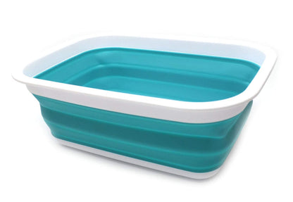 SAMMART 9.2L (2.37Gallon) Collapsible Wash Basin - Foldable Outdoor Picnic Basket - Portable Plastic Tub - Space Saving Storage Container with Size : 15.3 x 11.2 x 5.5/1.5" (M, Gray)