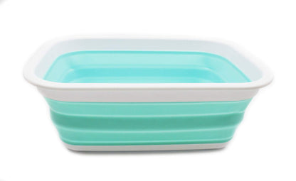 SAMMART 9.2L (2.37Gallon) Collapsible Wash Basin - Foldable Outdoor Picnic Basket - Portable Plastic Tub - Space Saving Storage Container with Size : 15.3 x 11.2 x 5.5/1.5" (M, Gray)