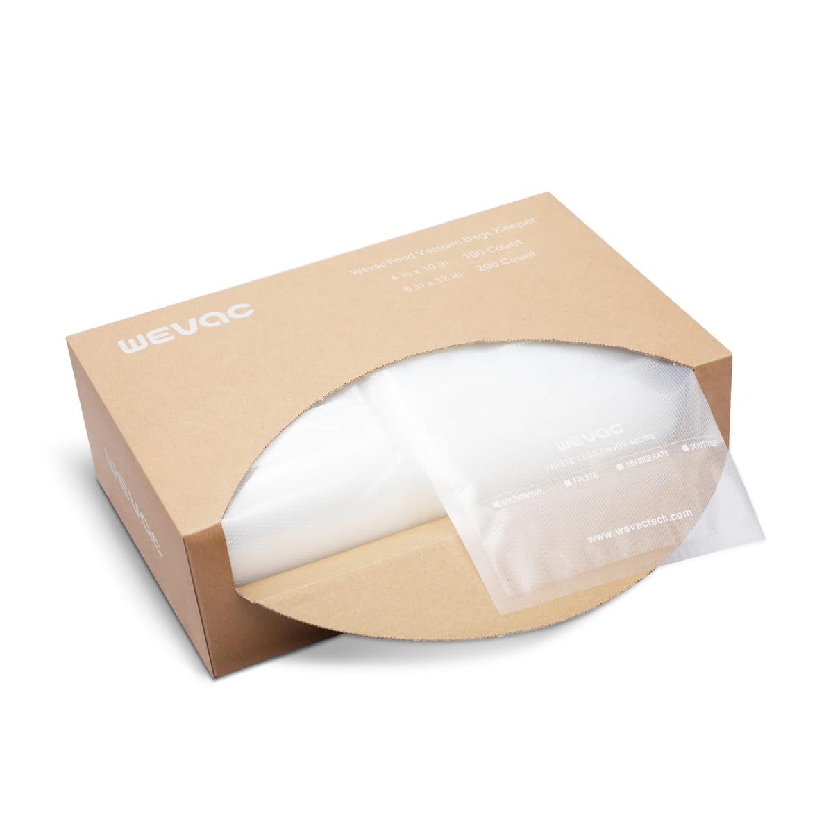 Wevac 150 Pint 6"x10" & 150 Quart 8"x12" Vacuum Sealer Bags, Keeper Box